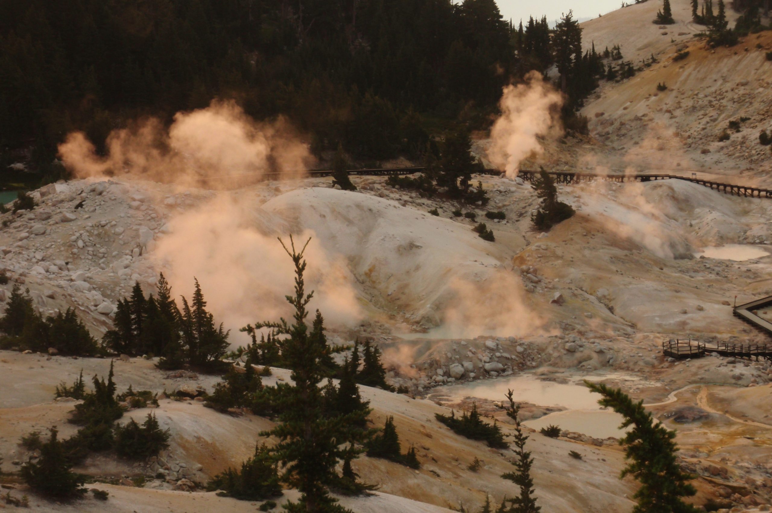 Hot Water” in Lassen Volcanic National Park— Fumaroles, Steaming Ground,  and Boiling Mudpots
