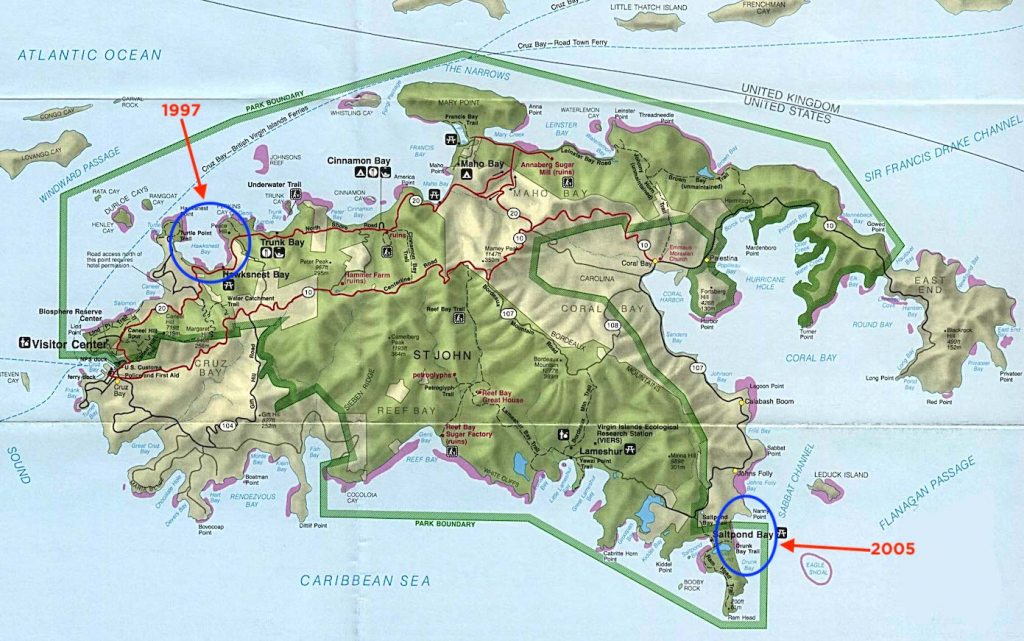 Virgin Islands National Park Tourist Map Copy 1024x641 